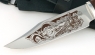 Нож Дельфин, сталь AISI 440C, рукоять береста, дюраль, гравировка